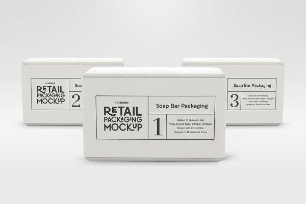 带包装纸的肥皂样机mockup3组