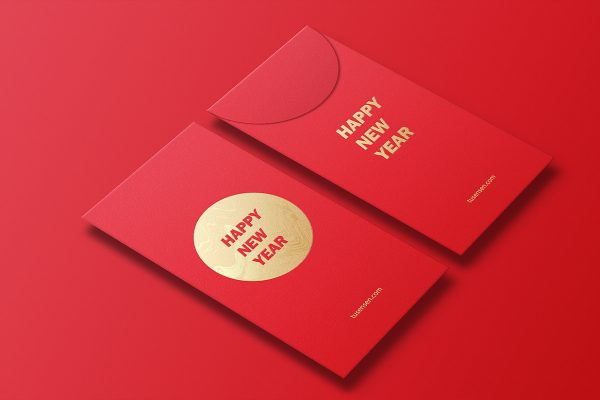 正反俩面新年红包样机mockup