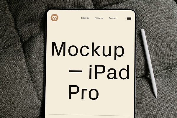 放在垫子上的iPad Pro平板样机mockup