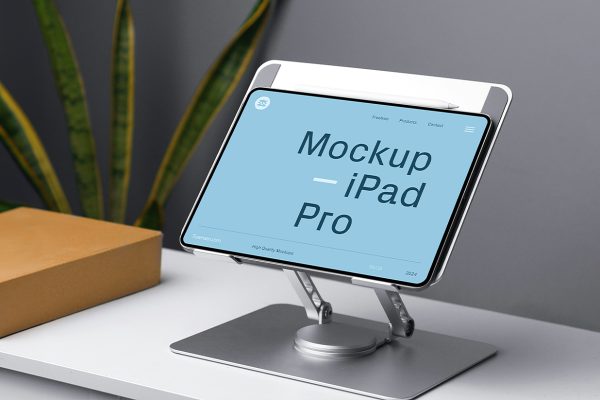 带支架的高质感iPad Pro平板样机mockup
