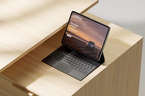 带键盘的精致iPad 平板样机mockup5组