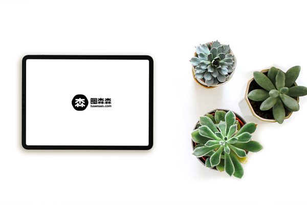 带植物场景的iPad 平板样机mockup