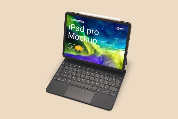带键盘和笔的iPad 平板样机mockup