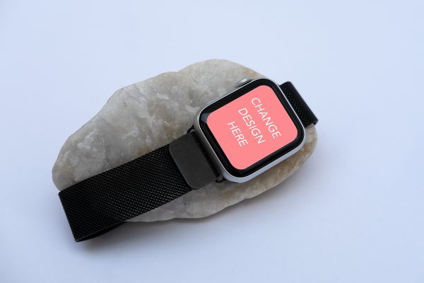 带石头场景的Apple Watch苹果手表样机3组mockup