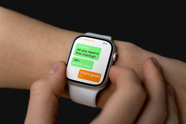 女生手腕上的Apple Watch苹果手表样机mockup