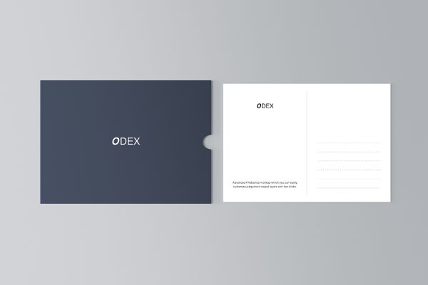 带信封的明信片样机mockup