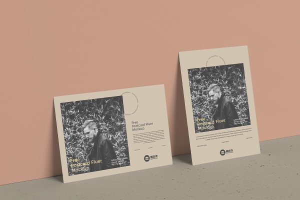 放置地上的明信片样机mockup