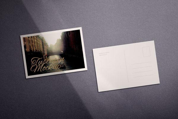 高质感正反俩面明信片样机mockup