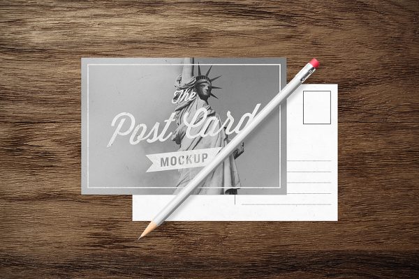 带铅笔的明信片样机mockup7组