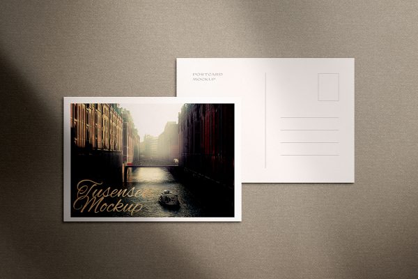 带金箔压印明信片样机mockup