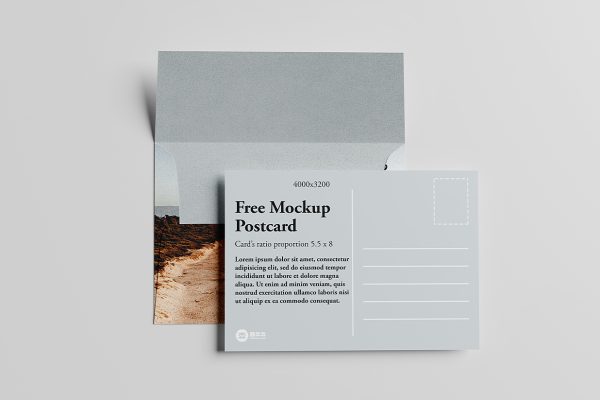 带信封的明信片贺卡样机mockup4组