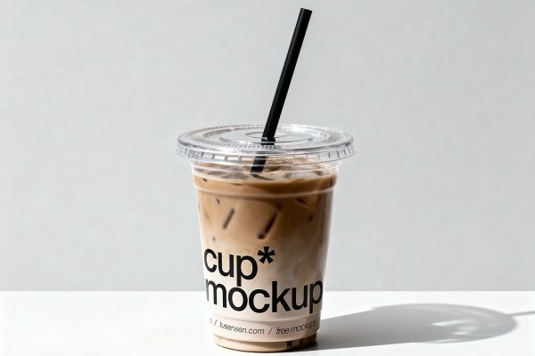透明冰咖啡杯样机mockup