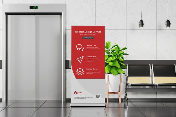 室内场景易拉宝样机mockup4组