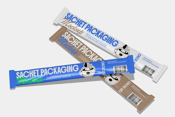 长条形速溶咖啡固体饮料包装袋样机mockup3组