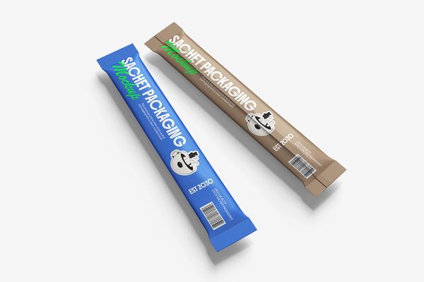 长条形速溶咖啡固体饮料包装袋样机mockup5组
