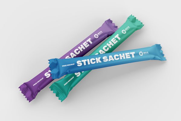 长条形速溶咖啡固体饮料包装袋样机mockup3组