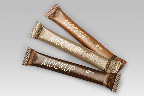 长条形速溶咖啡固体饮料包装袋样机mockup3组
