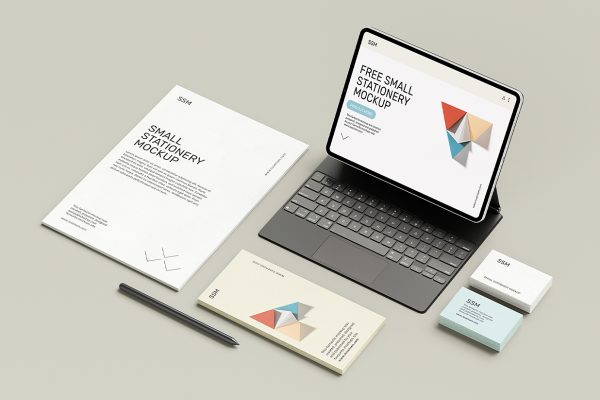 带iPhone盒iPad的品牌VI套装样机mockup5组