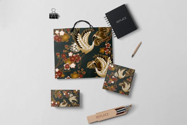 国潮风文创包装套装VI样机mockup