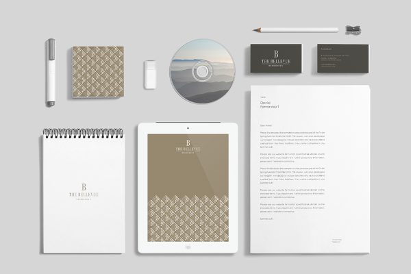 办公用品文具文创套装VI样机mockup