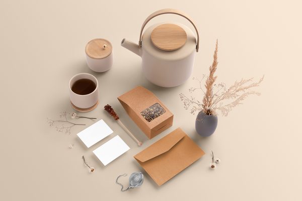 茶叶文创品牌套装VI样机mockup13组
