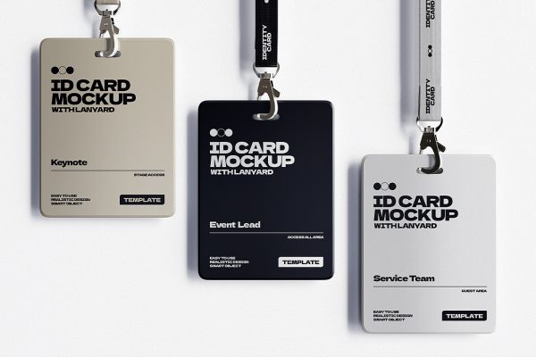 高质感工牌工作证胸牌样机mockup3组