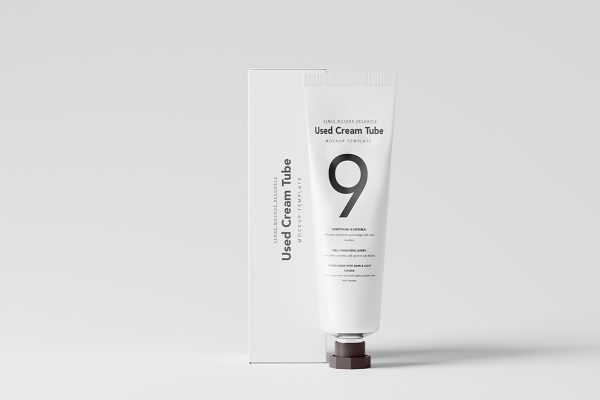 带包装盒的护手霜软管样机mockup10组