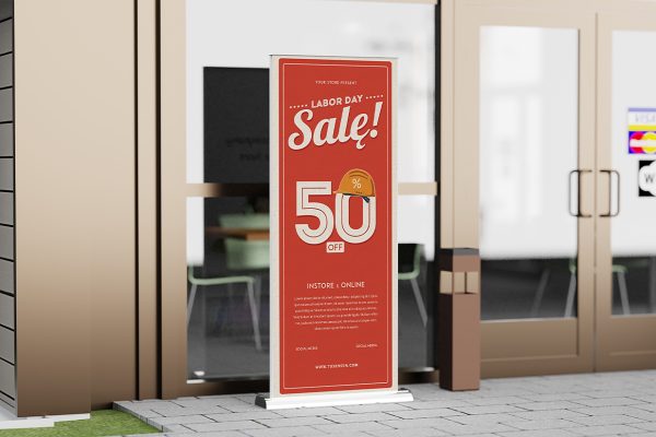 室外场景易拉宝样机mockup3组