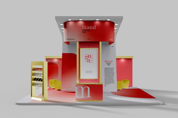 带视频墙的展位样机 mockup