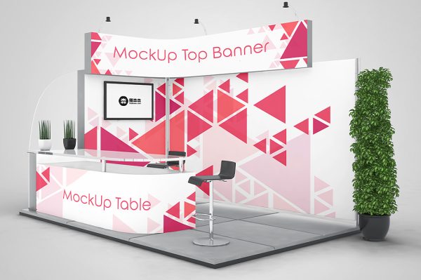 不同方位的展位样机 mockup3 组
