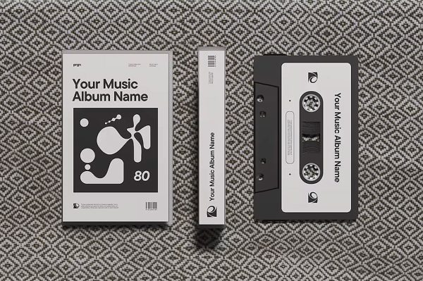 盒式音乐磁带卡带样机mockup3组
