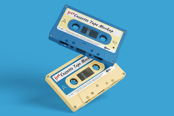 精致的音乐磁带卡带样机mockup2组