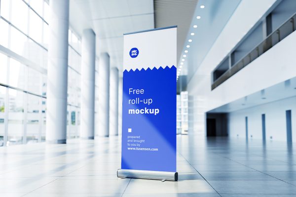 写字楼展馆场景易拉宝样机mockup3组