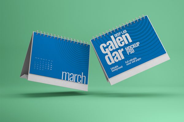 方形台历日历样机mockup