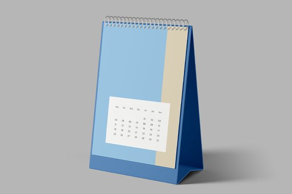 高质感竖版立式台历日历样机mockup