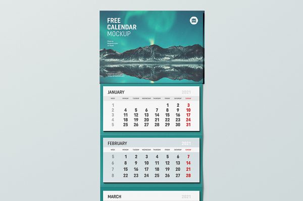 挂在墙上的挂历日历样机mockup2组