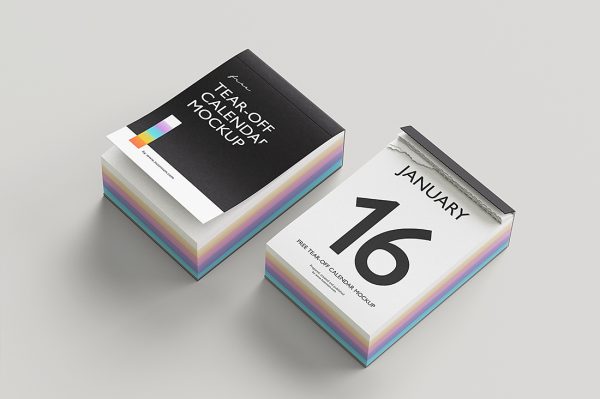 可撕下的挂历日历样机mockup5组