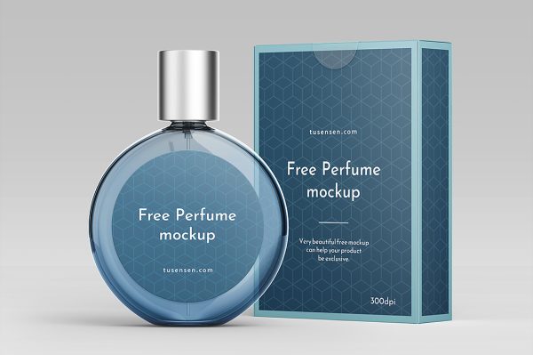 带包装盒的香水样机mockup3组