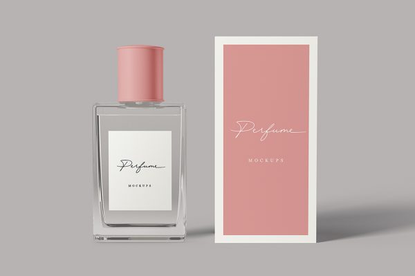 带包装盒的高质感香水样机mockup3组