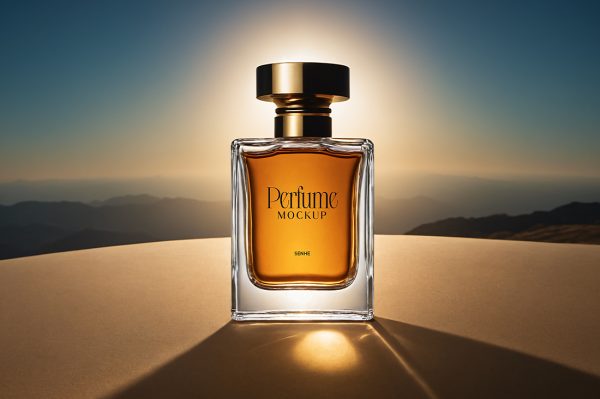 带沙漠场景的香水样机mockup