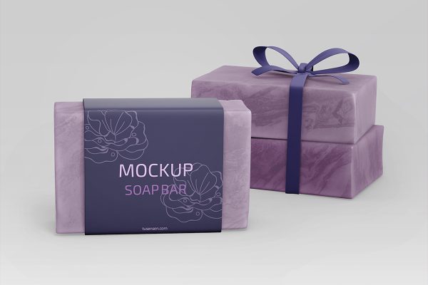 带包装盒的手工肥皂样机mockup2组