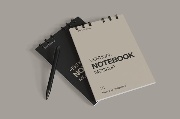 竖版线圈笔记本记事本本子样机mockup3组