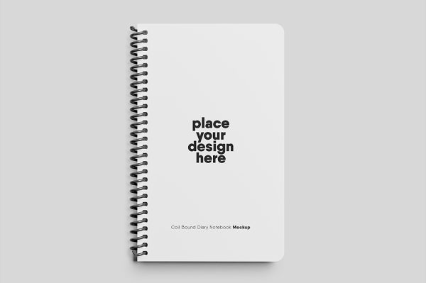 精致的线圈笔记本记事本本子样机mockup4组