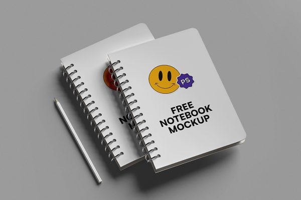 高质感螺旋笔记本记事本本子样机mockup4组