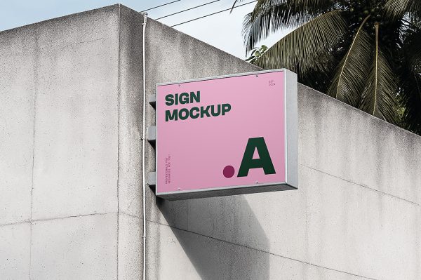 户外矩形招牌店招标识牌样机mockup