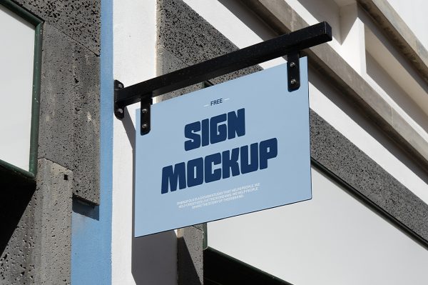 户外矩形招牌店招标识牌样机mockup