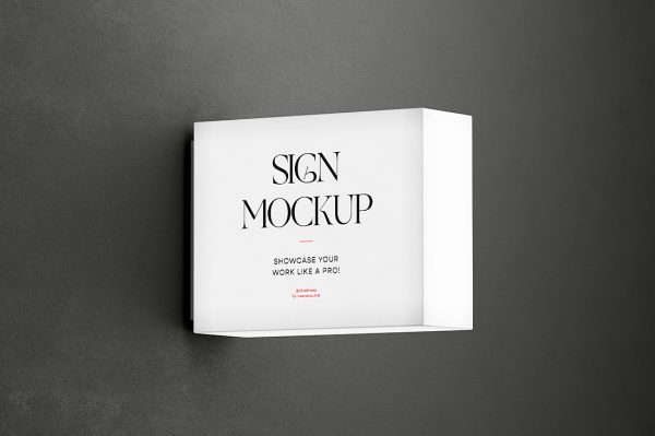 带灯箱的招牌店招标识牌样机mockup