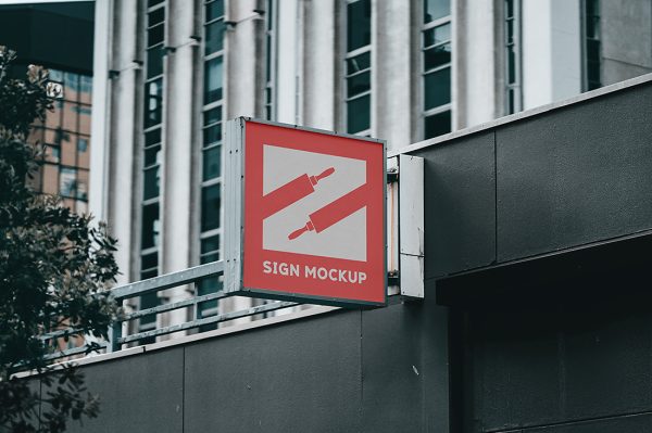 户外招牌店招标识牌样机mockup