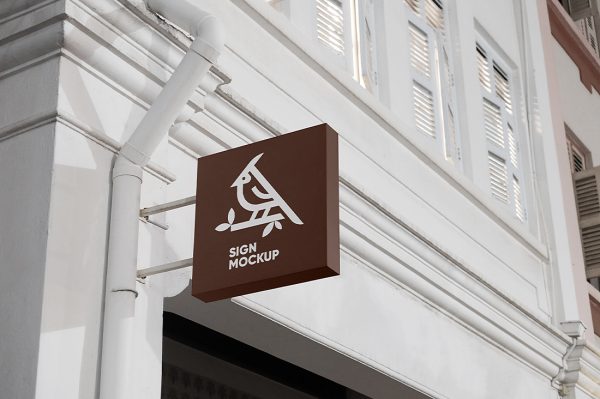 简约的招牌店招标识牌样机mockup