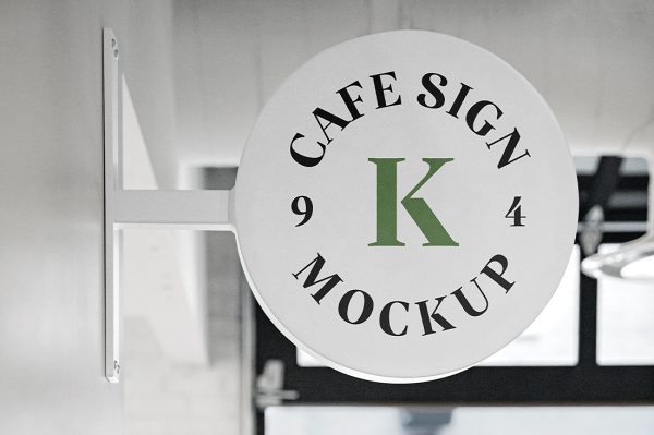 精致的咖啡馆招牌店招标识牌样机mockup
